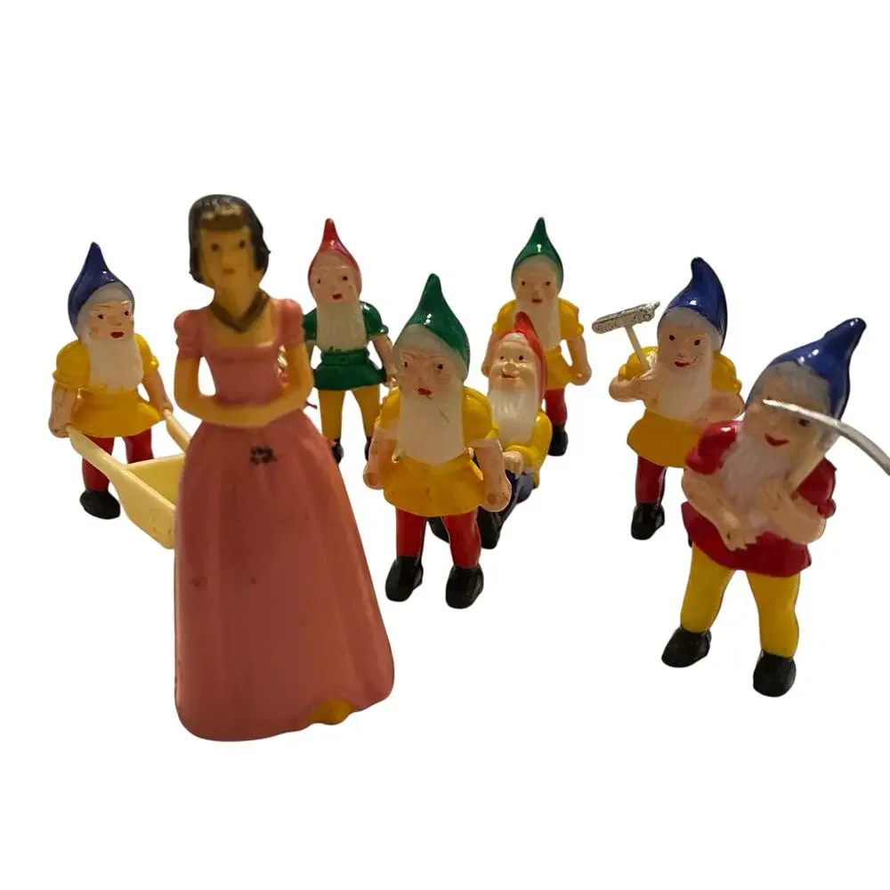 Vintage Snow White and the Seven Dwarfs Hard Plastic Cake Toppers Decoration